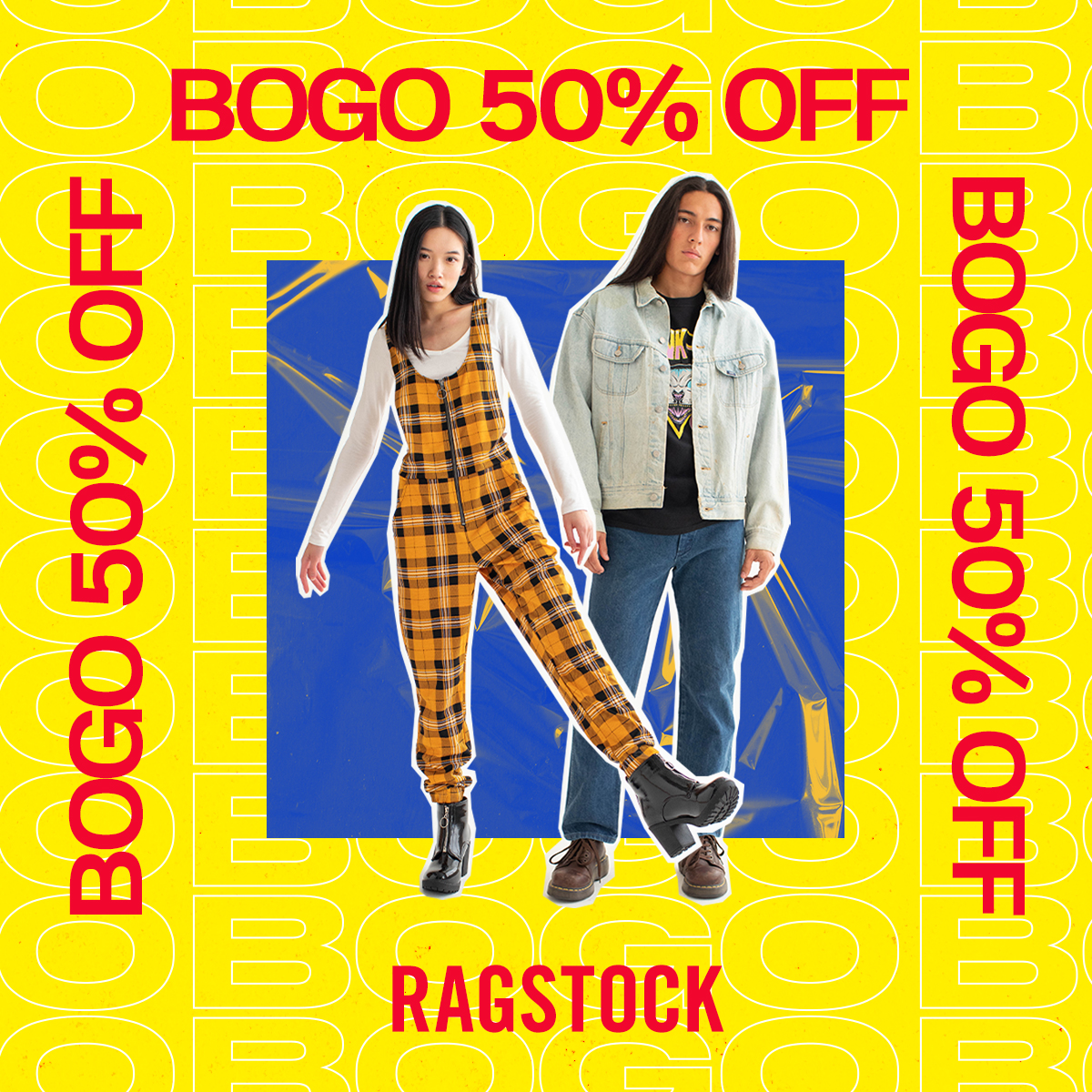 Ragstock – Buy one get one 50% off on all full price items icon